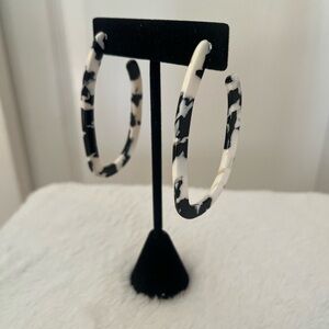 Black and White Hoop Earrings